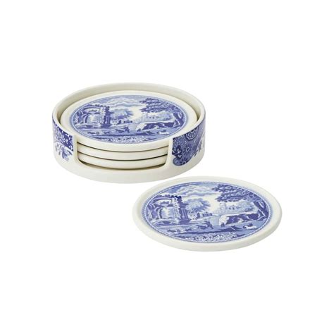 blue and white ceramic coasters